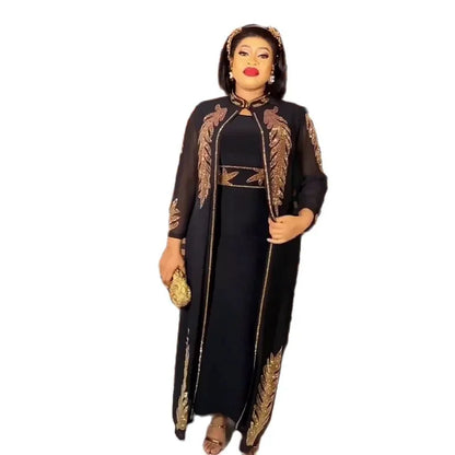 African Wedding Party Dresses for Women Spring Autumn African Long Sleeve Red Black Blue White Long Dress Suit Muslim Abaya