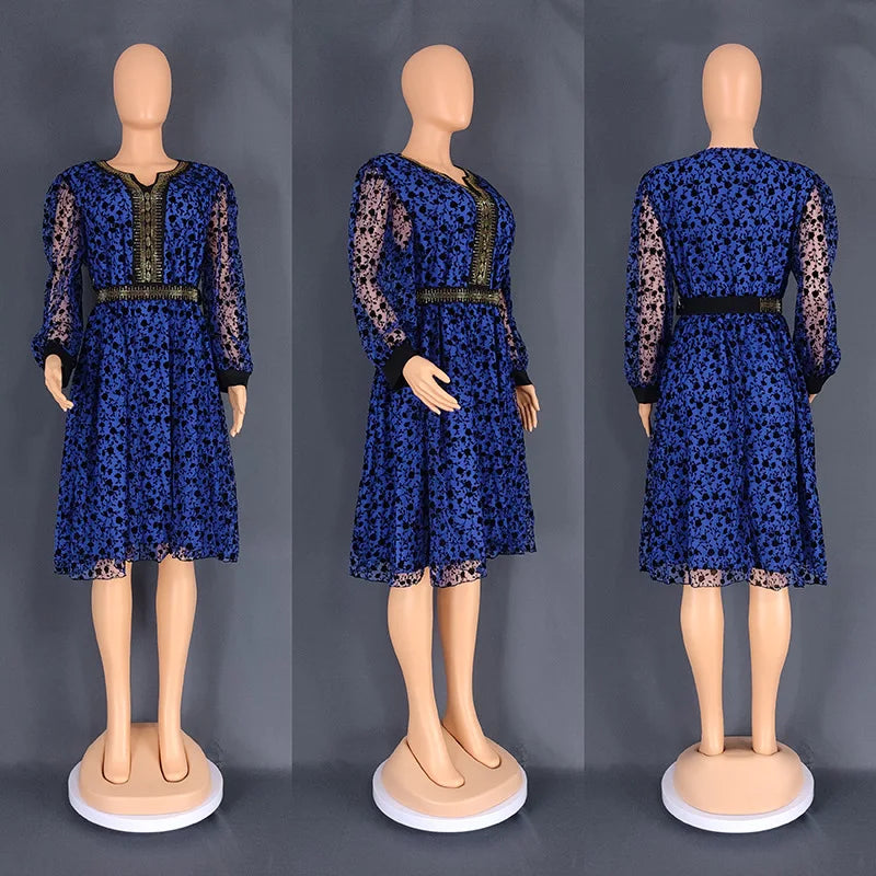 Elegant African Dresses for Women 2023 New Autumn Africa Clothing Plus Size Wedding Party Dress Dashiki Ankara Print Outfit Robe