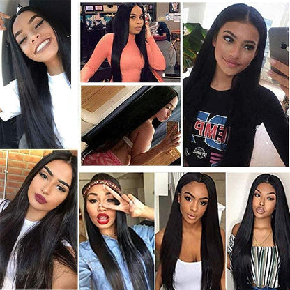 Synthetic Lace Front Wig For Black Women 32 Inches Super Long Body Wave Straight Hair Soku Middle Part Lace Wig With Baby Hair