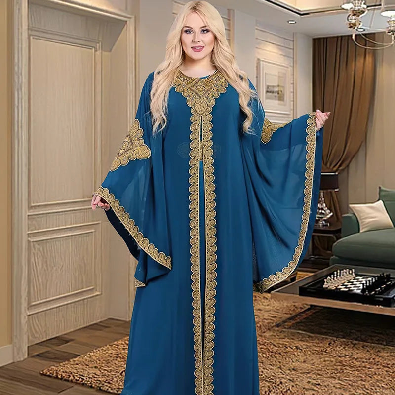 Dubai Abaya Kaftan Turkey Muslim Chiffon Maxi Dress Islam Clothing Elegant African Dresses for Women Boubou Robe Djellaba Femme