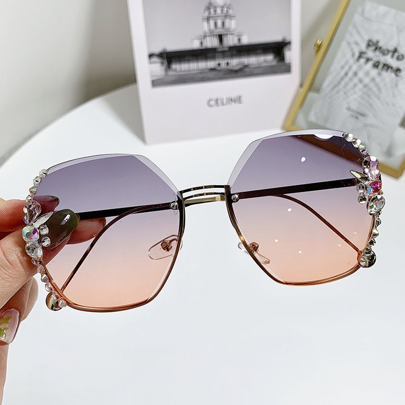 2022 Rimless Sunglasses Woman Sexy Luxury Brand Design Diamond Sun Glasses Gradient Shades for Female Oculos De Sol Uv400