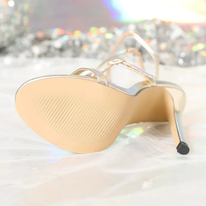 Eilyken 2024 Summer Open Toe Buckle Strap Women Sandals Sexy Design Narrow Band High Heels Stripper Banquet Gladiator Shoes