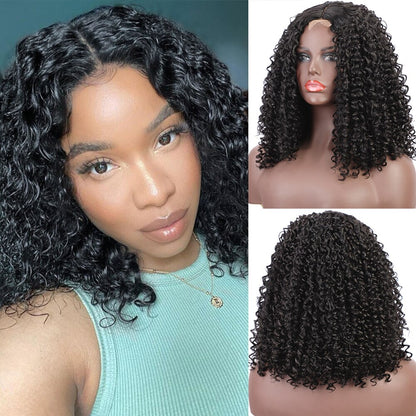 Deep Wavy Curly Bob Synthetic Wig Highlight Afro Kinky Cosplay Wigs for Women Ombre Red Brown Mixed Black Hair for Halloween Use