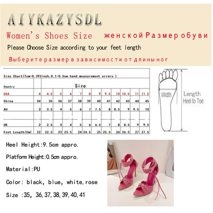 AIYKAZYSDL Pink Gothic Rivet Ankle Buckle Sandals Women Ankle Wrap Tassel Fringe Stripper Shoes Dress Prom Shoes Sandalias Mujer