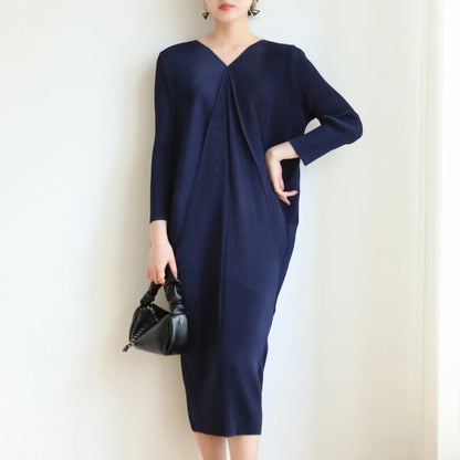 MIYAKE Pleated traffic Top women 2024 High end fashion niche design sense, trendy style long dress