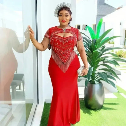 Robe 2024 Plus Size African Party Dresses for Women Sexy Bodycon Long Maxi Dress Elegant Wedding Evening Gowns Ankara Outfit