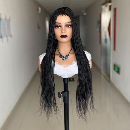 Micro Long 2 Twist Box Braids Wig For Black Women 30 Inch Braided Wigs Box Braids Fake Scalp Wig Synthetic Wigs With Baby Hair