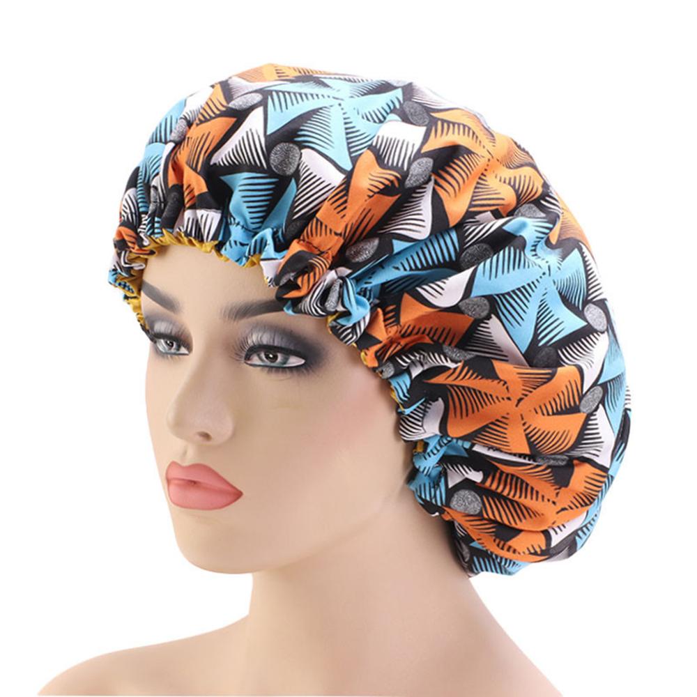 Women African Floral Print Satin Night Sleep Bonnet Hat Hair Care Cap Head Wrap Large Head Wear Ladies Headwrap Hair Care Hat