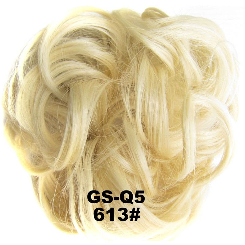 Jeedou Messy Chignon Donut Hair Bun Pad Elastic Hair Rope Rubber Band Synthetic Hairpiece Gary Brown Color