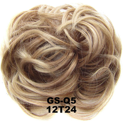 Jeedou Messy Chignon Donut Hair Bun Pad Elastic Hair Rope Rubber Band Synthetic Hairpiece Gary Brown Color