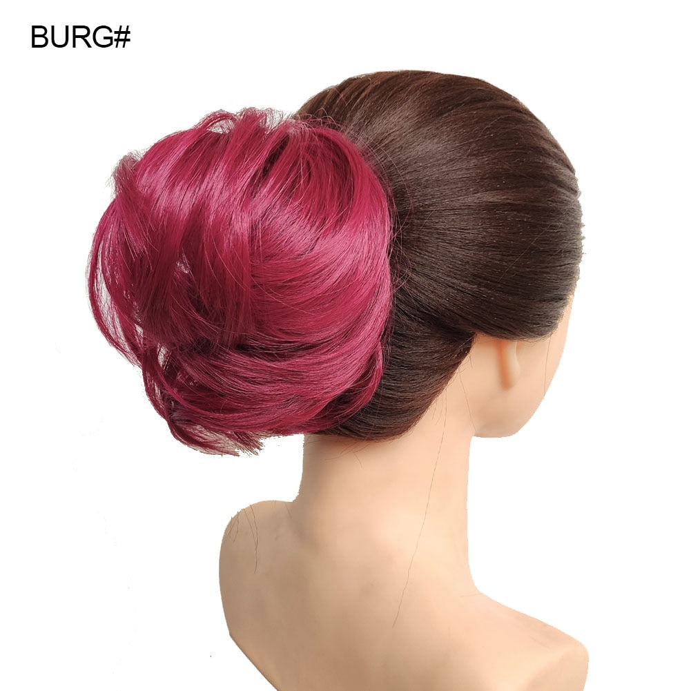 Jeedou Messy Chignon Donut Hair Bun Pad Elastic Hair Rope Rubber Band Synthetic Hairpiece Gary Brown Color