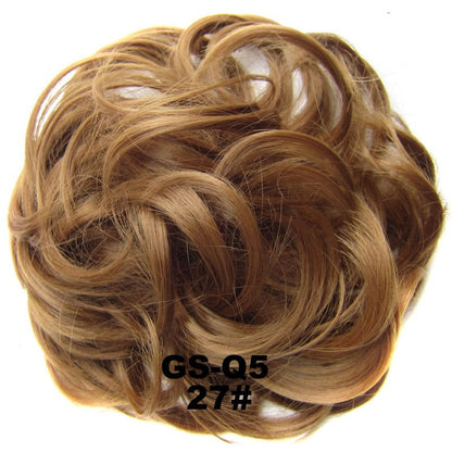 Jeedou Messy Chignon Donut Hair Bun Pad Elastic Hair Rope Rubber Band Synthetic Hairpiece Gary Brown Color