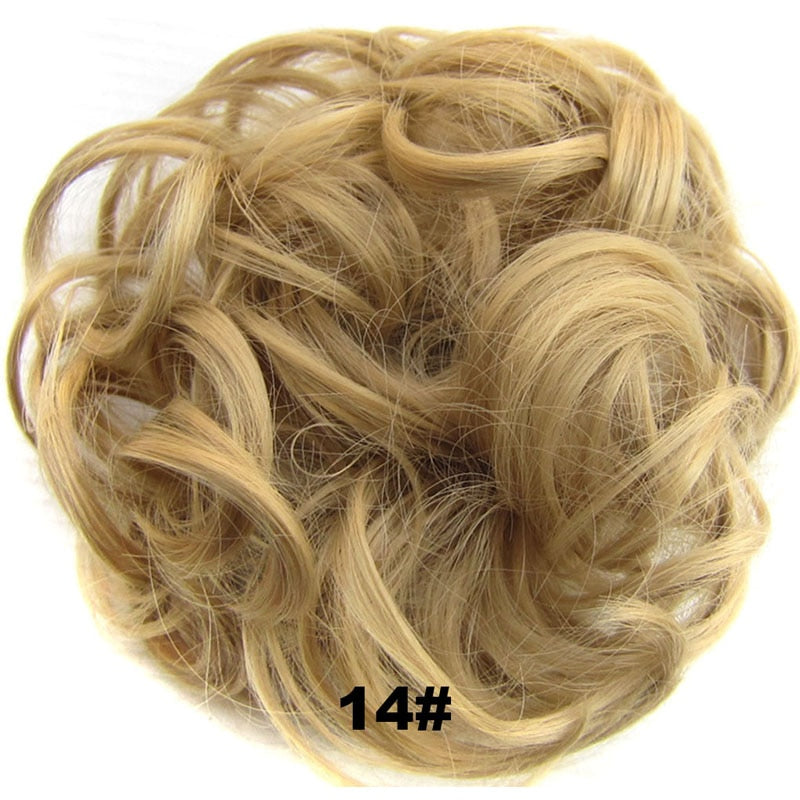 Jeedou Messy Chignon Donut Hair Bun Pad Elastic Hair Rope Rubber Band Synthetic Hairpiece Gary Brown Color