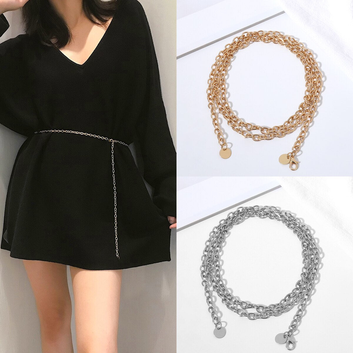 Women Retro Metal Waist Chain Belt Dress High Waist Waistband Body Chain Belts Fashion Fringes Waist Chain Belt Metal Gold Dress