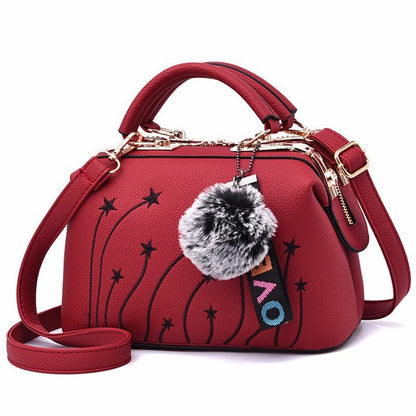 Women&#39;s Motorcycle Youthful And Elegant Bag New Korean Version Embroidery Line Fashion Crossbody Shoulder Bag Tianmei 25X13X16cm