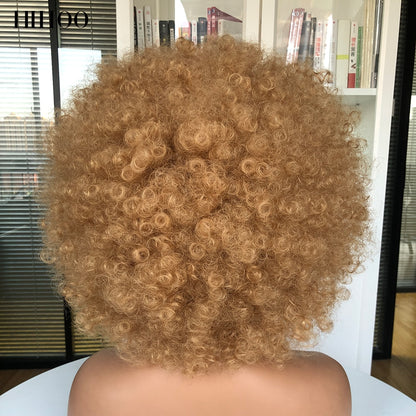 Short Hair Afro Kinky Curly Wig With Bangs Women&#39;s wigs Cosplay Blonde Wig Pink Synthetic Wig Halloween Black Wig Blue Red Brown