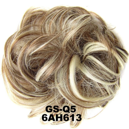 Jeedou Messy Chignon Donut Hair Bun Pad Elastic Hair Rope Rubber Band Synthetic Hairpiece Gary Brown Color