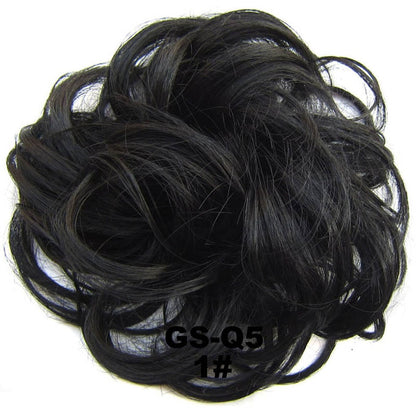 Jeedou Messy Chignon Donut Hair Bun Pad Elastic Hair Rope Rubber Band Synthetic Hairpiece Gary Brown Color