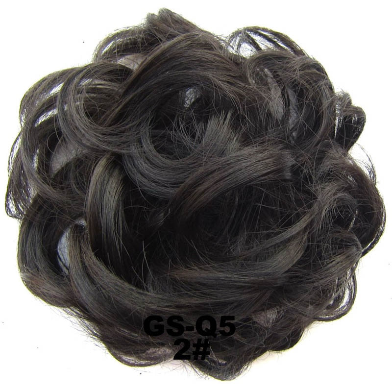 Jeedou Messy Chignon Donut Hair Bun Pad Elastic Hair Rope Rubber Band Synthetic Hairpiece Gary Brown Color