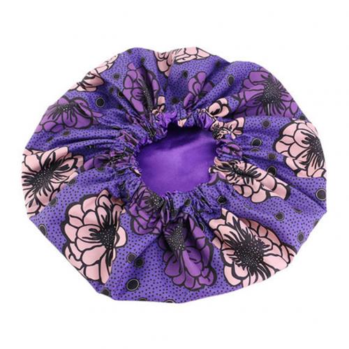 Women African Floral Print Satin Night Sleep Bonnet Hat Hair Care Cap Head Wrap Large Head Wear Ladies Headwrap Hair Care Hat