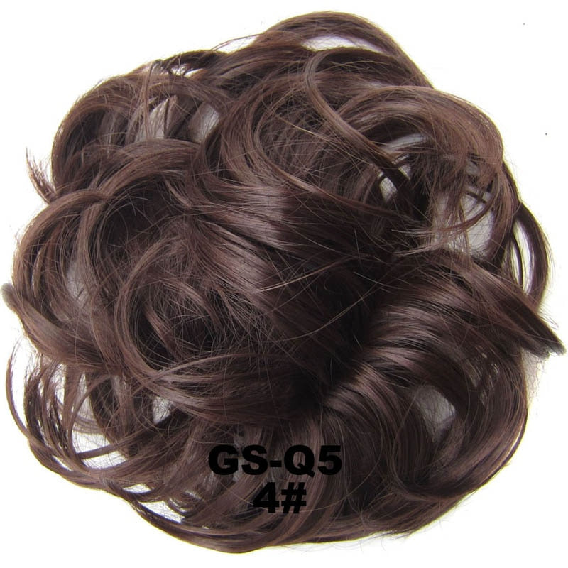 Jeedou Messy Chignon Donut Hair Bun Pad Elastic Hair Rope Rubber Band Synthetic Hairpiece Gary Brown Color