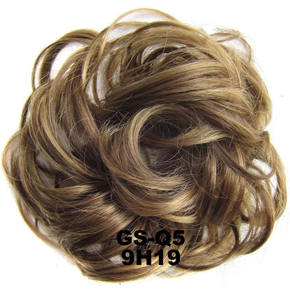 Jeedou Messy Chignon Donut Hair Bun Pad Elastic Hair Rope Rubber Band Synthetic Hairpiece Gary Brown Color