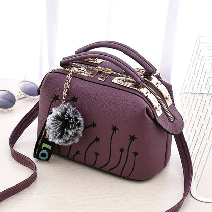 Women&#39;s Motorcycle Youthful And Elegant Bag New Korean Version Embroidery Line Fashion Crossbody Shoulder Bag Tianmei 25X13X16cm