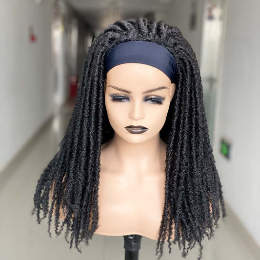 Long Brown/Black Headband Dreadlock Wig Synthetic soft faux locs Wigs Braiding Crochet Twist Hair Wigs For Black Women/Men