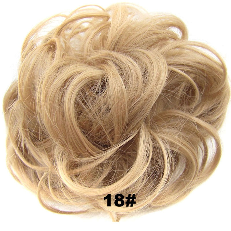 Jeedou Messy Chignon Donut Hair Bun Pad Elastic Hair Rope Rubber Band Synthetic Hairpiece Gary Brown Color