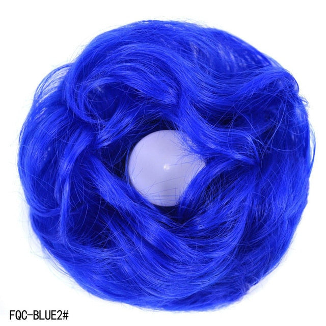 Jeedou Messy Chignon Donut Hair Bun Pad Elastic Hair Rope Rubber Band Synthetic Hairpiece Gary Brown Color