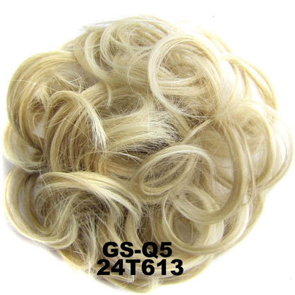 Jeedou Messy Chignon Donut Hair Bun Pad Elastic Hair Rope Rubber Band Synthetic Hairpiece Gary Brown Color