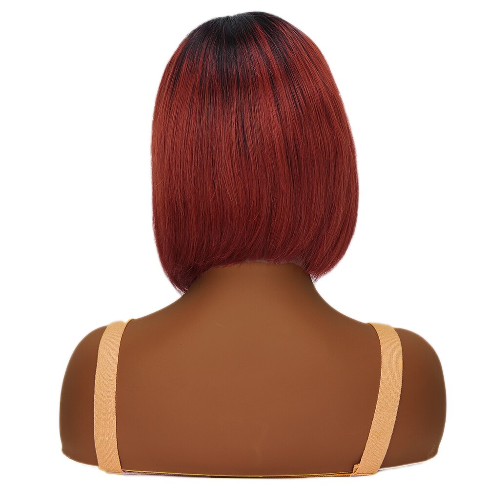 Wonderful Short Bob Wig With Bangs Straight Brazilian Hair Wigs For Women Human Hair Glueless Machine Made Cheap Human Hair Wigs