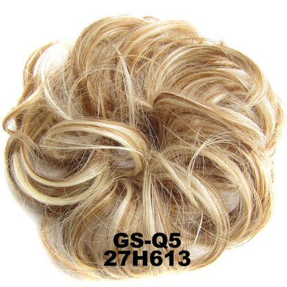 Jeedou Messy Chignon Donut Hair Bun Pad Elastic Hair Rope Rubber Band Synthetic Hairpiece Gary Brown Color