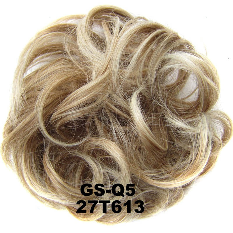 Jeedou Messy Chignon Donut Hair Bun Pad Elastic Hair Rope Rubber Band Synthetic Hairpiece Gary Brown Color