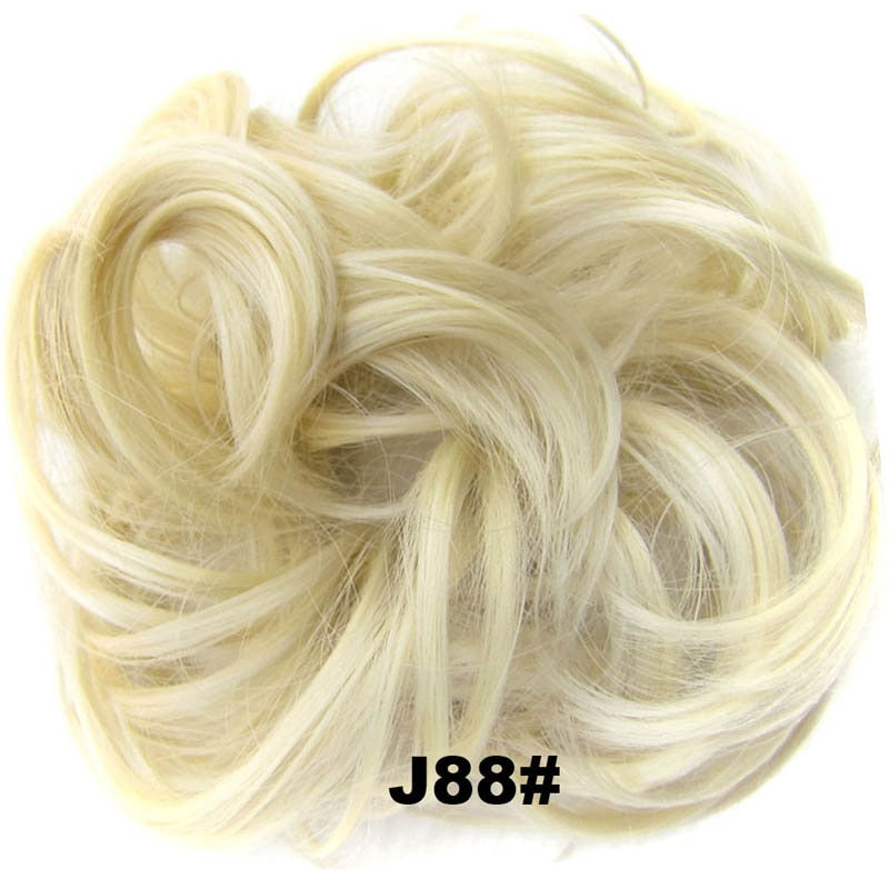 Jeedou Messy Chignon Donut Hair Bun Pad Elastic Hair Rope Rubber Band Synthetic Hairpiece Gary Brown Color