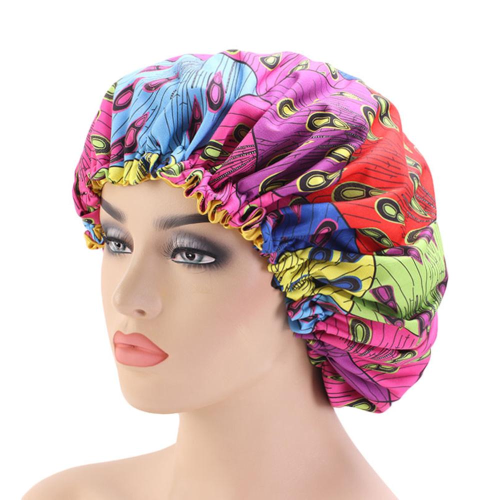 Women African Floral Print Satin Night Sleep Bonnet Hat Hair Care Cap Head Wrap Large Head Wear Ladies Headwrap Hair Care Hat