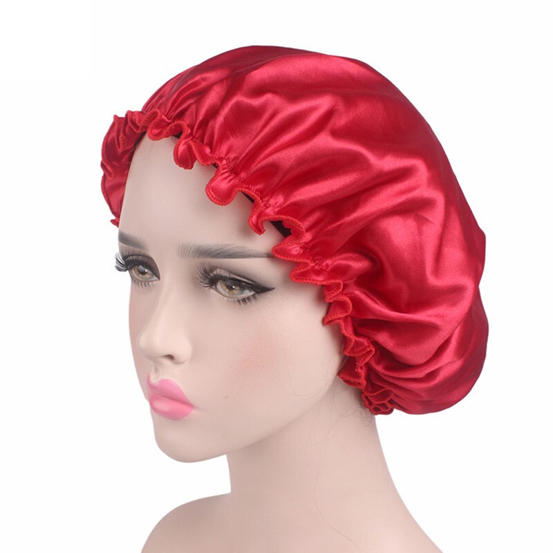 Printing Satin Bonnet For Women Elastic Wide Band Night Sleep Satin Hat Chemo Caps Hair Loss Cover Fashion Head Wrap Hair Care