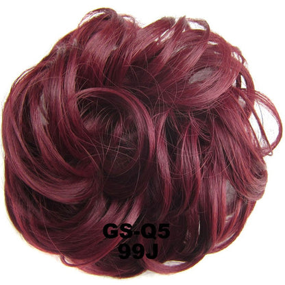 Jeedou Messy Chignon Donut Hair Bun Pad Elastic Hair Rope Rubber Band Synthetic Hairpiece Gary Brown Color