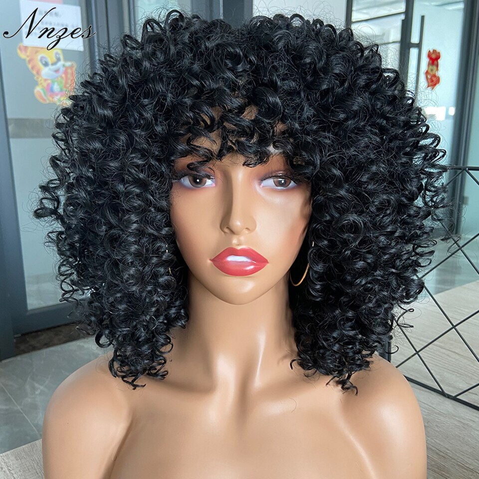 NNZES Ginger Wig Orange Kinky Curly Wig Short Synthetic Wigs for Black Women Mix Brown Blonde Pink Curly Hairs for Cosplay Daily