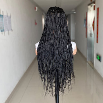 Micro Long 2 Twist Box Braids Wig For Black Women 30 Inch Braided Wigs Box Braids Fake Scalp Wig Synthetic Wigs With Baby Hair