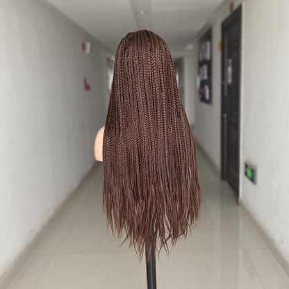 Ombre Brown Cosplay Braiding Hair Wig 26 inch Braided Wigs For Black Women Synthetic Barids Long Synthetic Box Braided Wigs