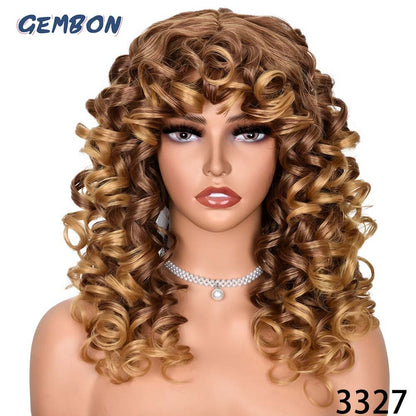 Women's Synthetic wigs Long Curly wig Blonde/brown Hair Natural Fluffy Hairstyle Red Wigs African Ombre Glueless HighTemperature