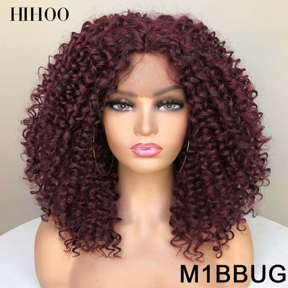 Lace Front Wigs Synthetic Short Hair Body Wave Wig For Women Preplucked Heat Resistant Fiber Hair Lace Front Wig Red Cosplay