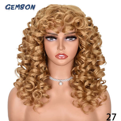 Women's Synthetic wigs Long Curly wig Blonde/brown Hair Natural Fluffy Hairstyle Red Wigs African Ombre Glueless HighTemperature