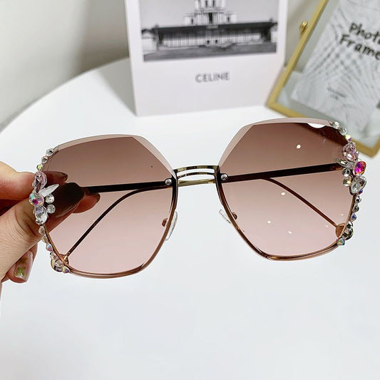 2022 Rimless Sunglasses Woman Sexy Luxury Brand Design Diamond Sun Glasses Gradient Shades for Female Oculos De Sol Uv400