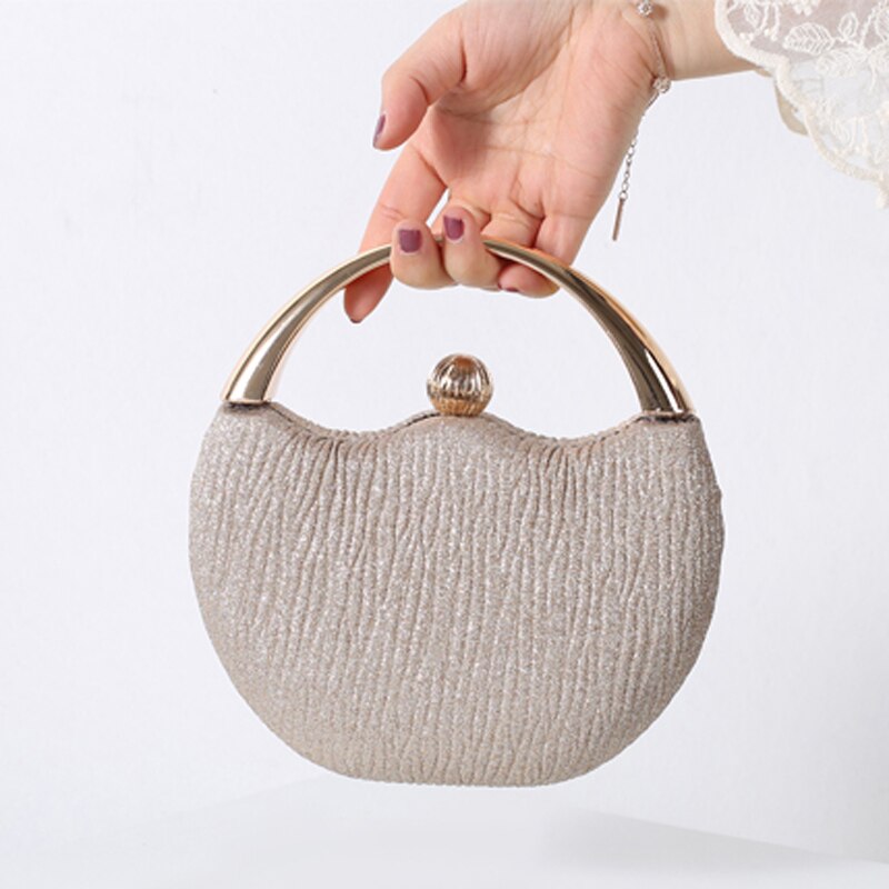 Silver Purse for Women Top Handle Handbag Circle Bag 2022 Evening Clutch Round Luxury Designer Ladies Elegant Shoulder Bags New