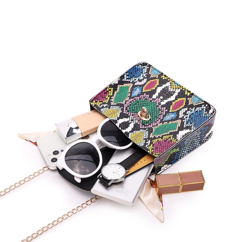 Women Silk Scarf  Bag Shoulder Small Mini Square Crossbody Messenger Mobile Phone Coin Purse Chain Handbag Luxury Designer Bag