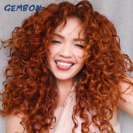 Women's Synthetic wigs Long Curly wig Blonde/brown Hair Natural Fluffy Hairstyle Red Wigs African Ombre Glueless HighTemperature