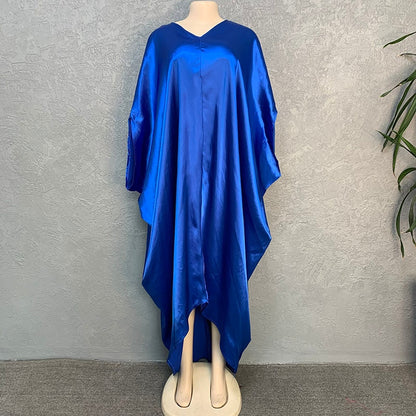 Summer Deep V Neck Kaftan Women Casual Irregular Hem Solid Color Dresses 2022 Fashion European and American Style Loose Dress