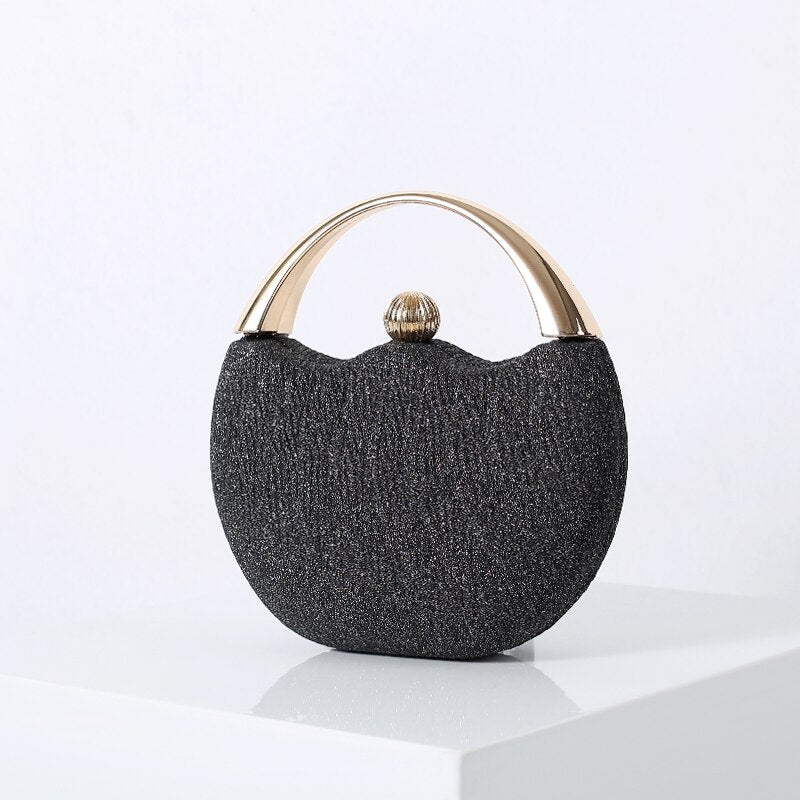 Silver Purse for Women Top Handle Handbag Circle Bag 2022 Evening Clutch Round Luxury Designer Ladies Elegant Shoulder Bags New